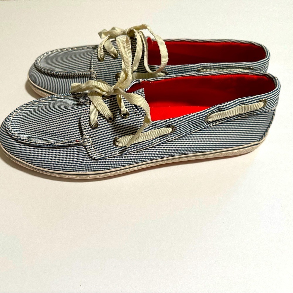 Sperry Top-Sider Blue and White Striped Boat Shoes New Women's Size‎ 8.5M Summer - Picture 3 of 15